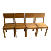 Lot de 4 chaises de salle à manger en chêne massif – années 1990