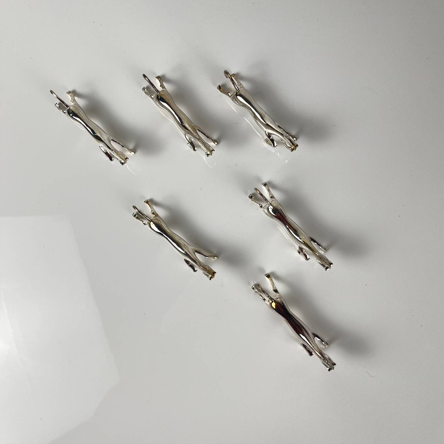 Set of 6 antique silver-plated horse-shaped knife holders