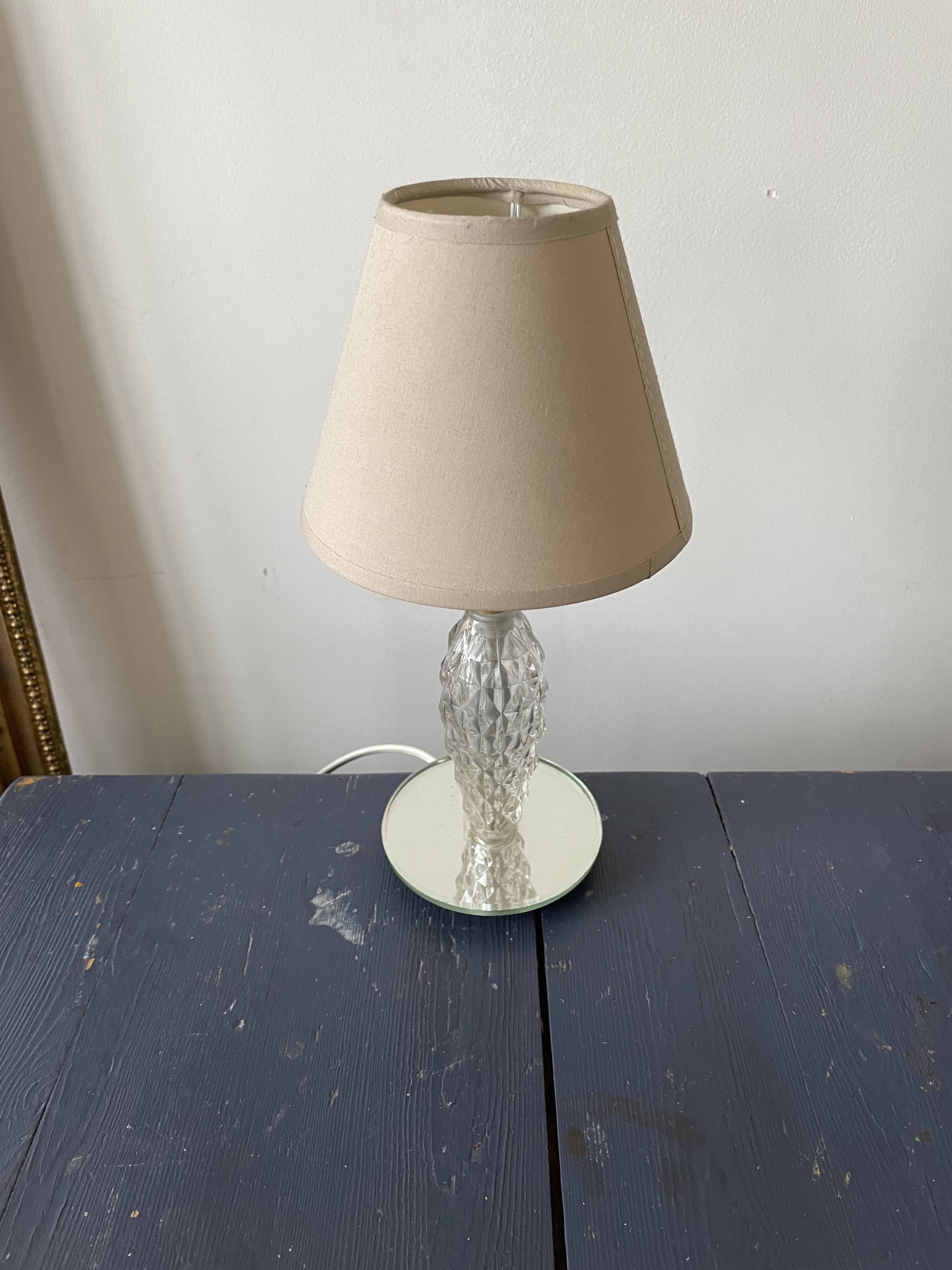 Old glass and mirror table lamp from the 1930s
