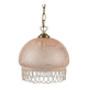 Vintage suspension in frosted pink glass with pearl pendants.