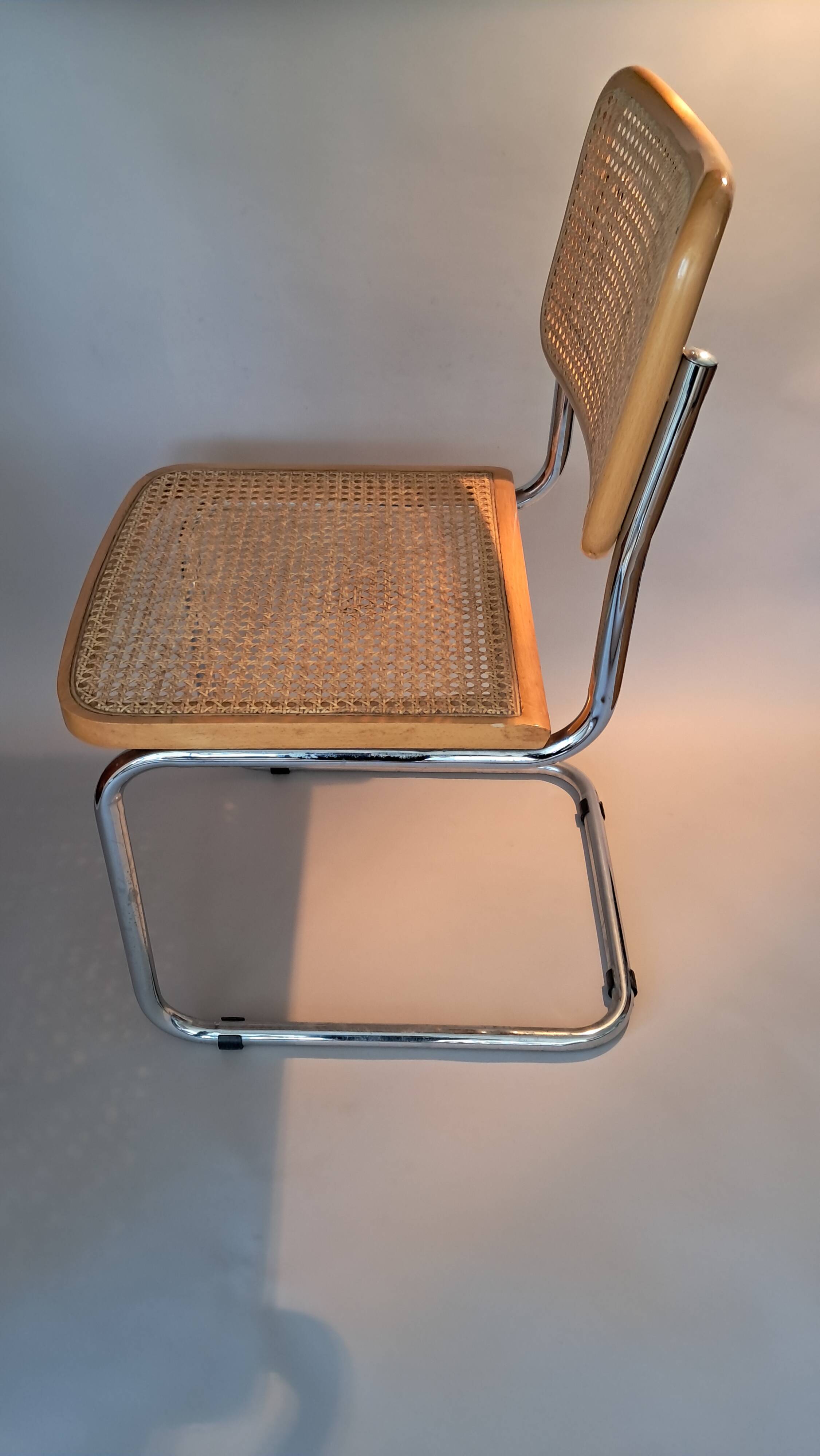 B32 chair by Marcel Breuer in beech, made in Italy circa 1980.