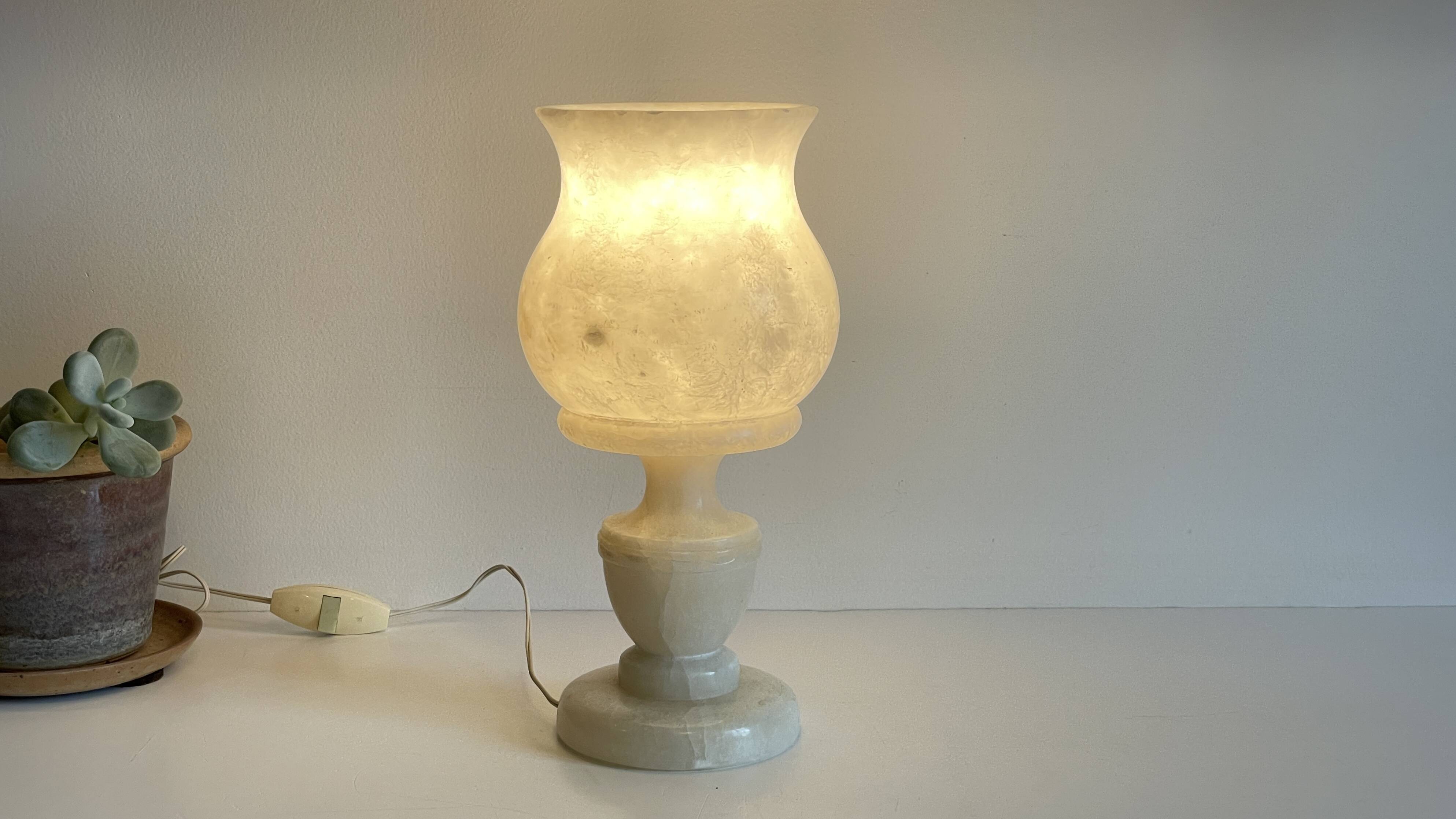 70s Tulip Lamp Alabaster Stone