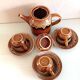 Hawaiian decor coffee service from the Sarreguemines faience factories / vintage 60s-70s