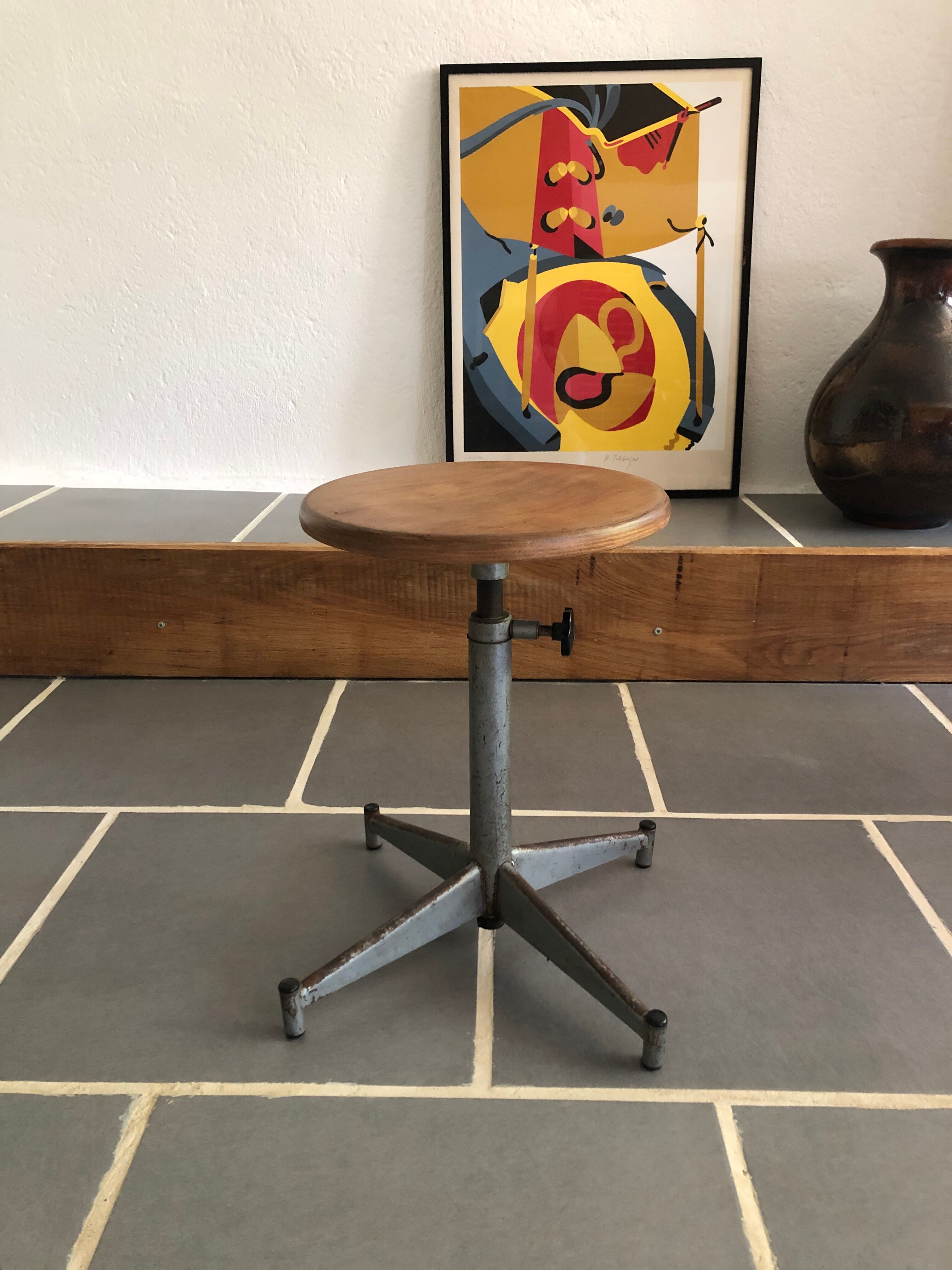 Antique industrial stool