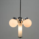 Lustre art déco en chrome et verre, années 1930