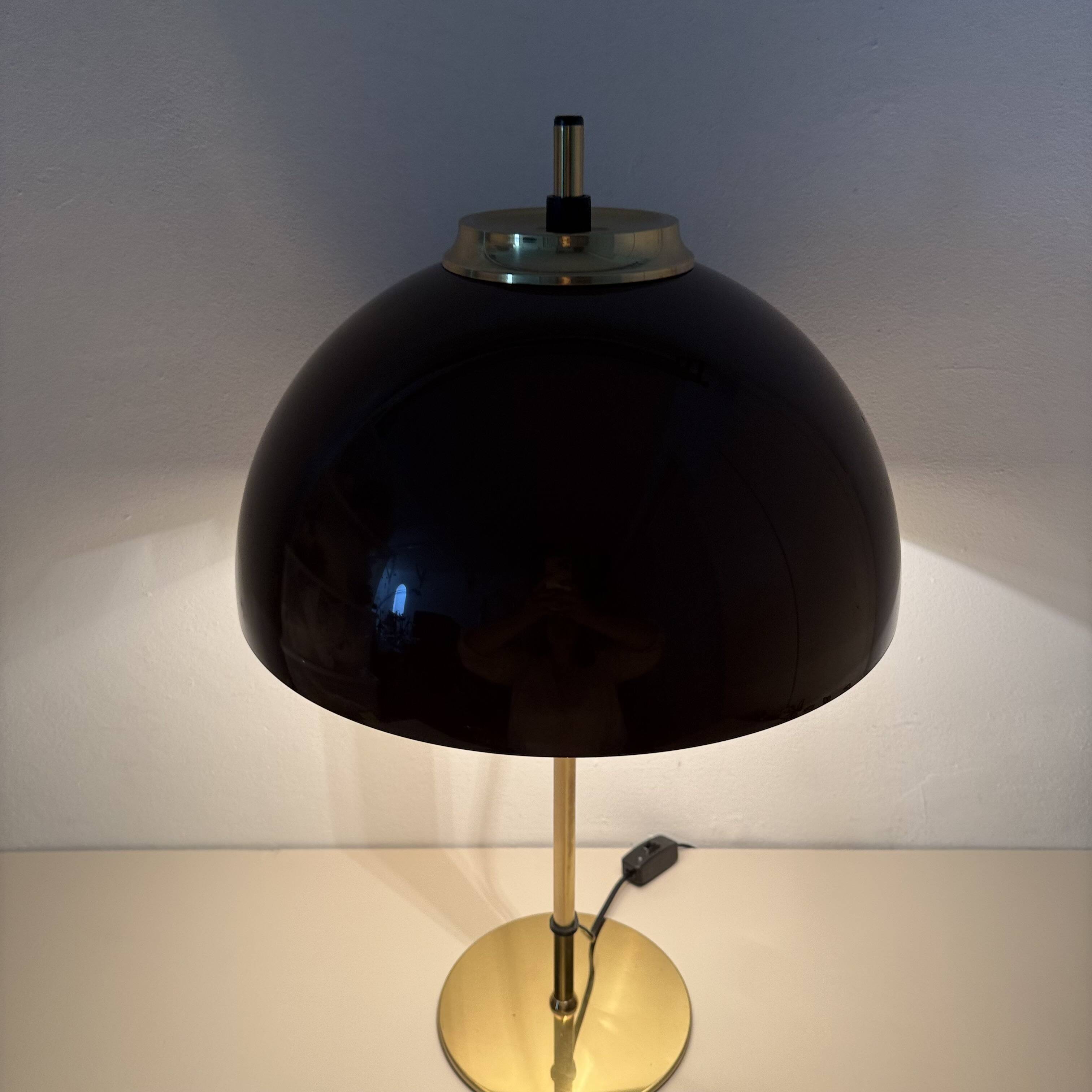 Vintage Mushroom table lamp with gold metal base , 1970s