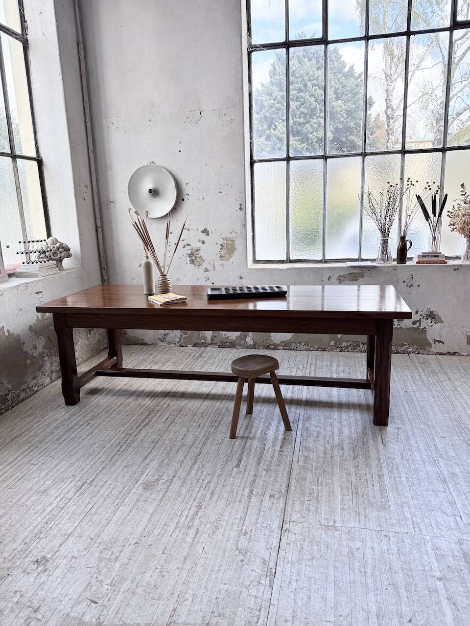 Table de ferme campagne noyer massif XL 250cm