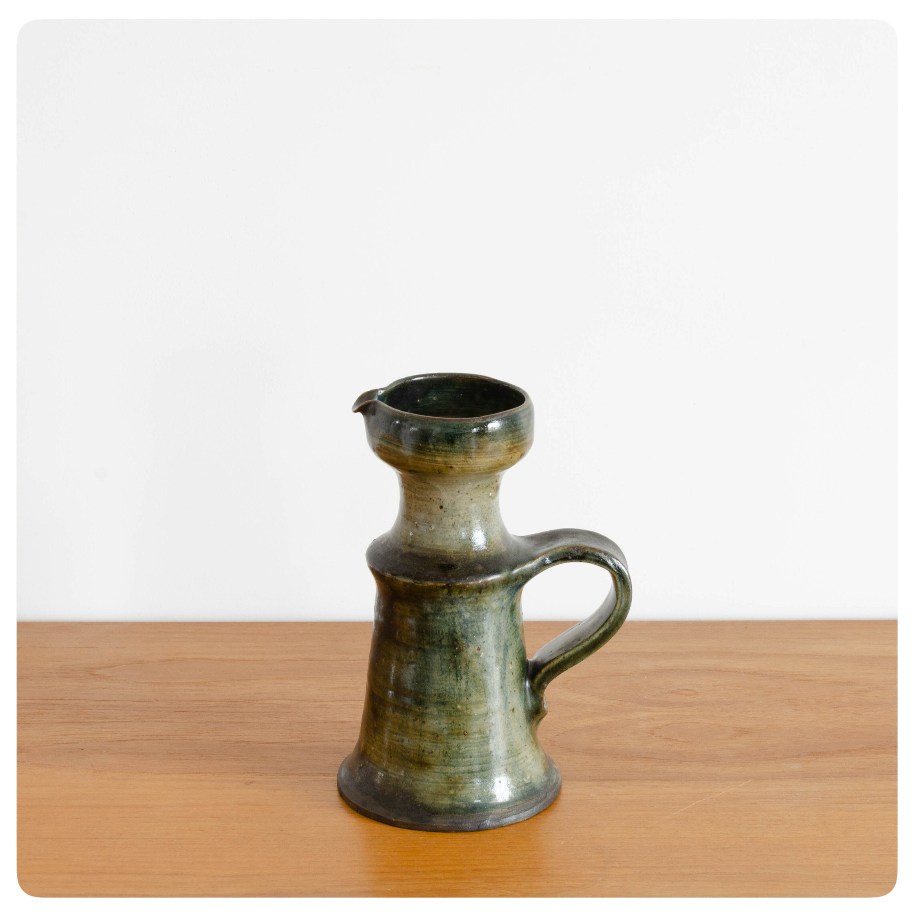 Enamelled sandstone pitcher by Francoise Chedeville - France - Circa 1960.