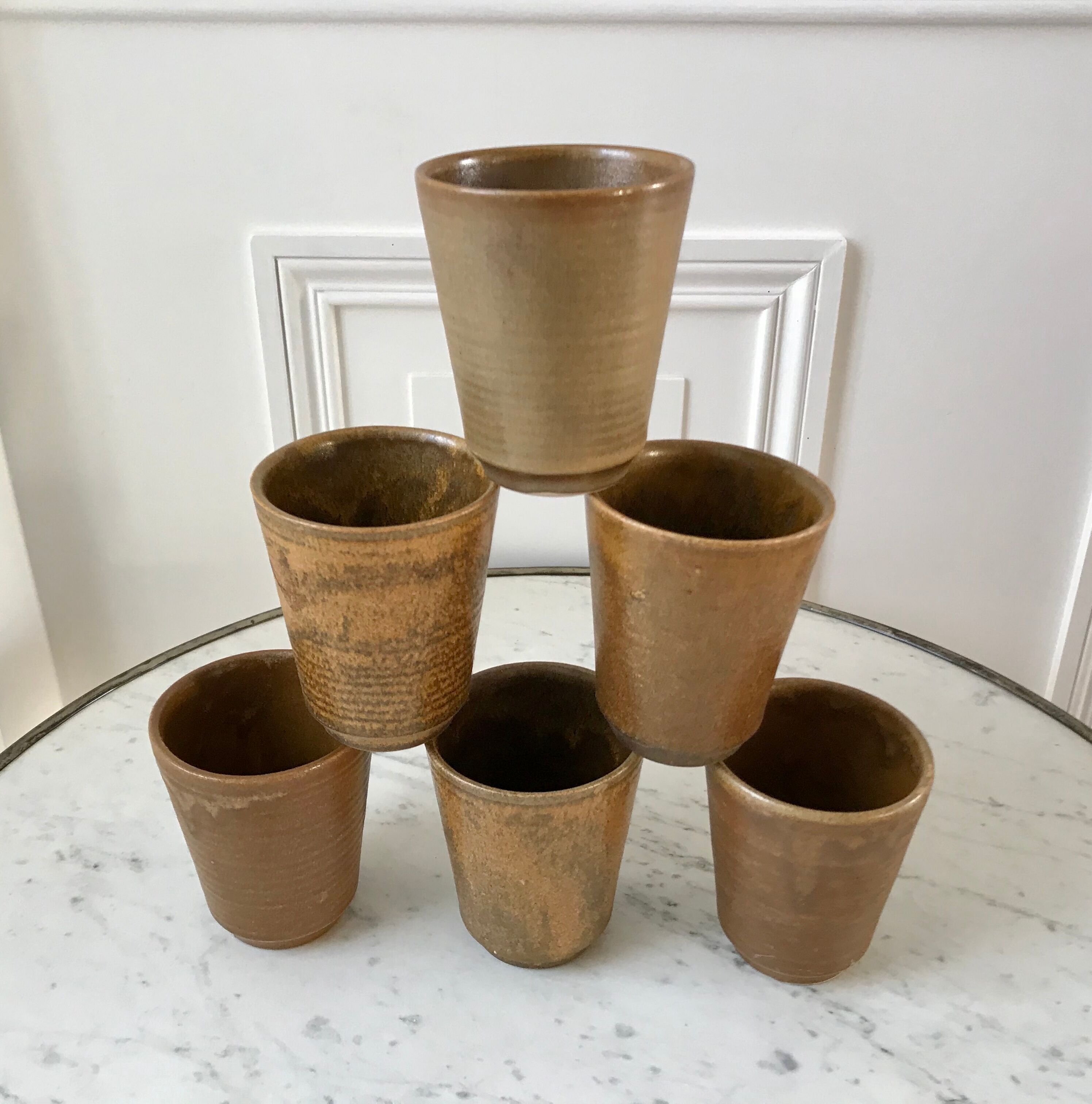 Set of 6 digoin Sarreguemines sandstone glasses