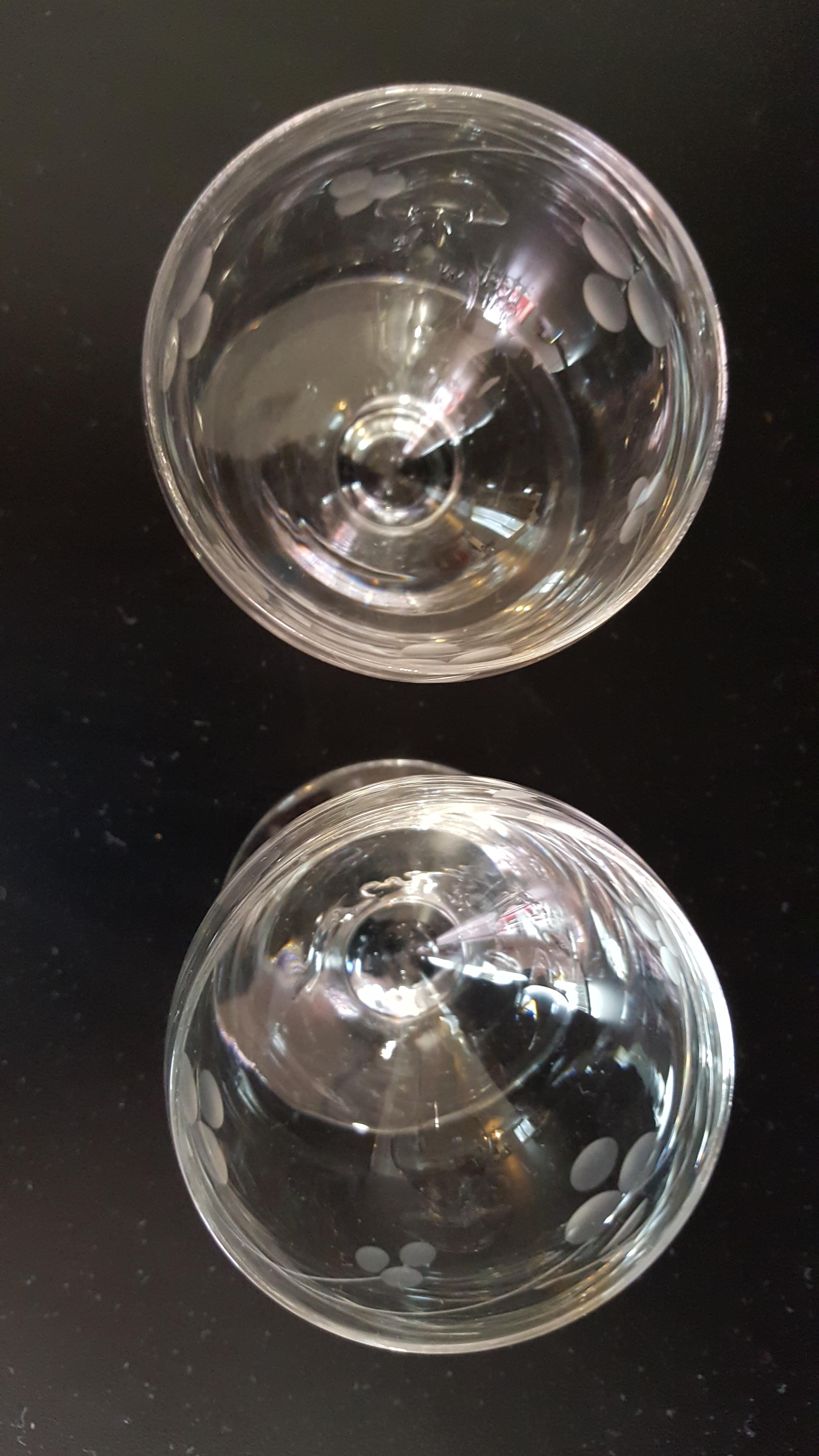 2 glasses blown and carved