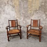 Pair of neo-Basque armchairs