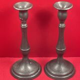 Pair of 23cm pewter candlesticks