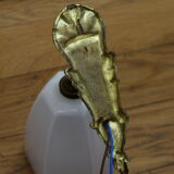 Wall lamp with swan neck swan neck, white opaline tulip brass, art deco