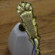 Wall lamp with swan neck swan neck, white opaline tulip brass, art deco