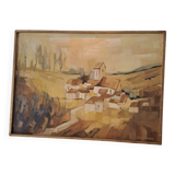 Tableau ancien paysage ocre G.Zylberman