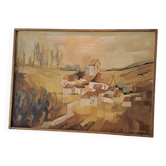 Old ochre landscape painting by G.Zylberman
