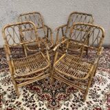 Rattan and Bamboo Folding Armchairs Valencia Spain 60'S