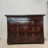 Chest of drawers in wood and gray marble with 4 drawers nineteenth century