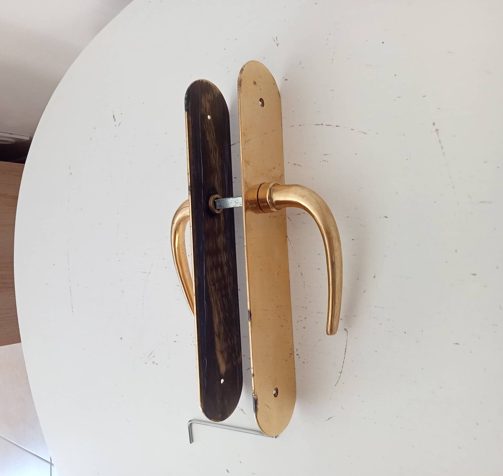 Pair of solid brass door handles