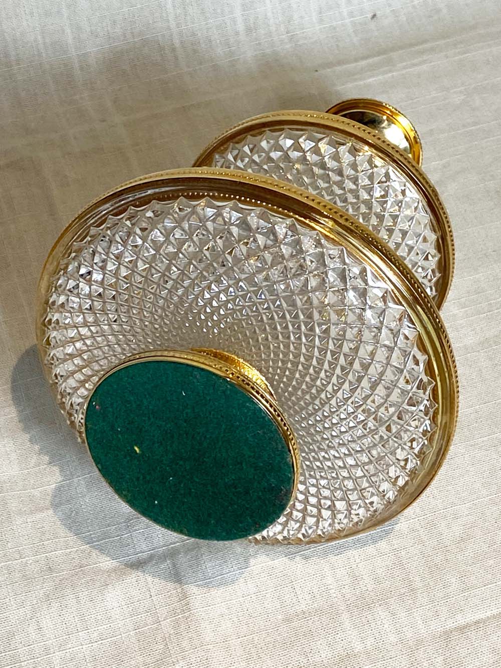 Double dessert display. Glass and gilded metal. Very good condition