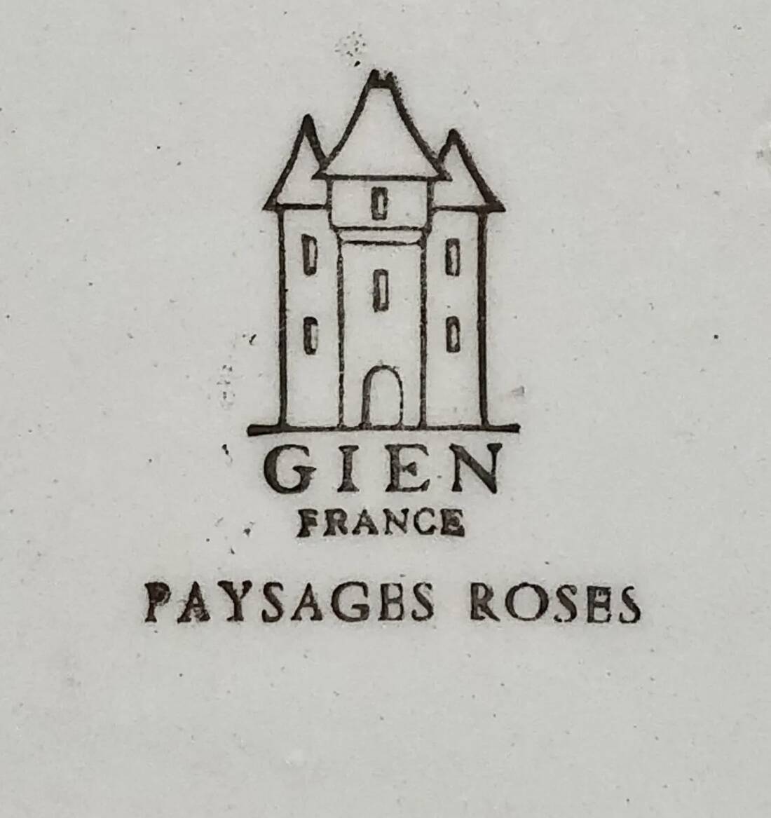 Round dish Gien model pink landscapes 1960 1971