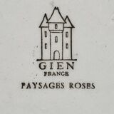 Round dish Gien model pink landscapes 1960 1971