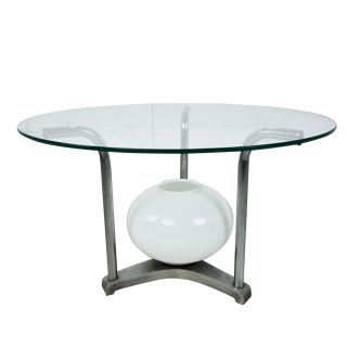 Table basse chromée illuminée, années 1970