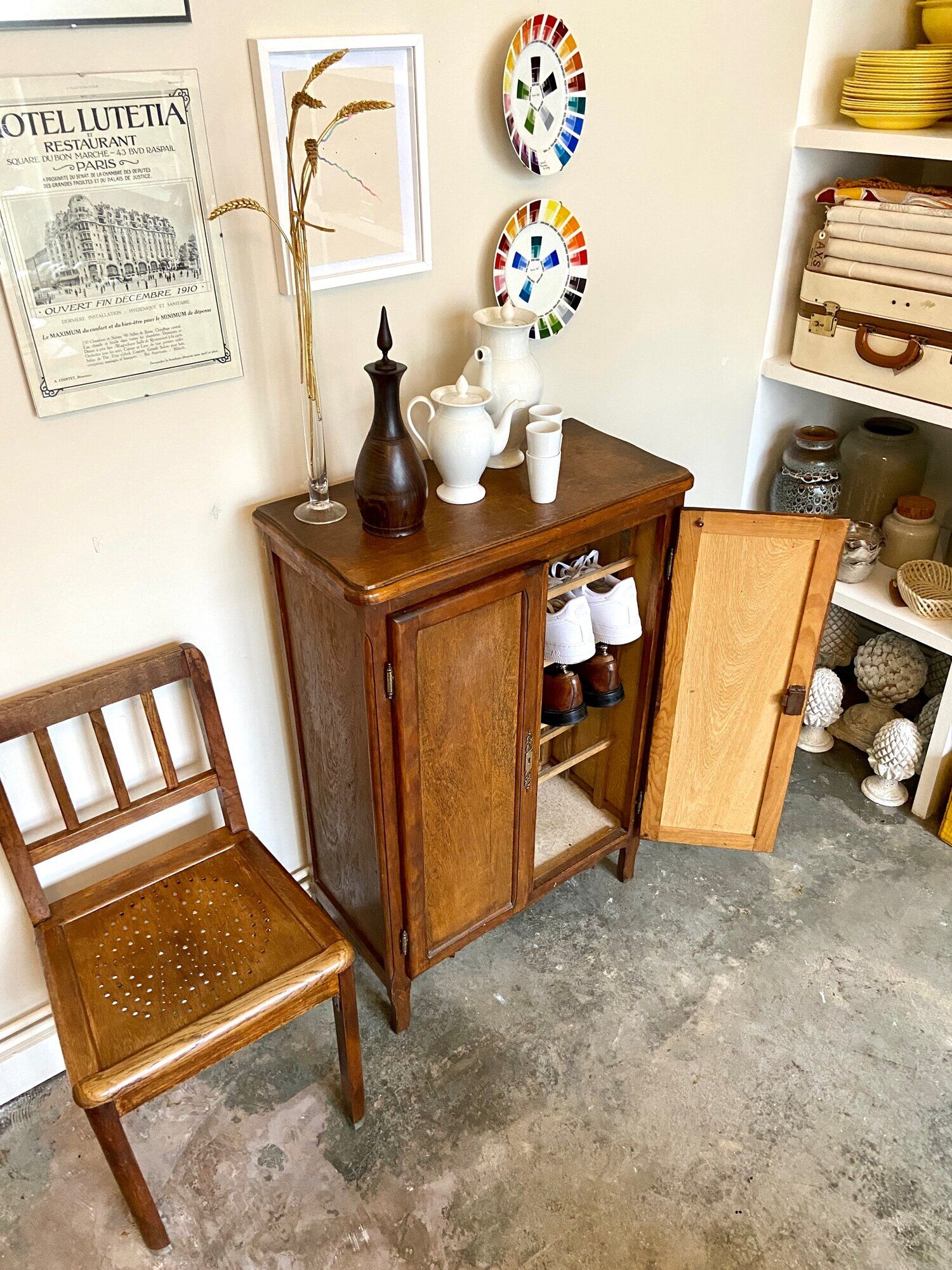 Dark wood shoe cabinet