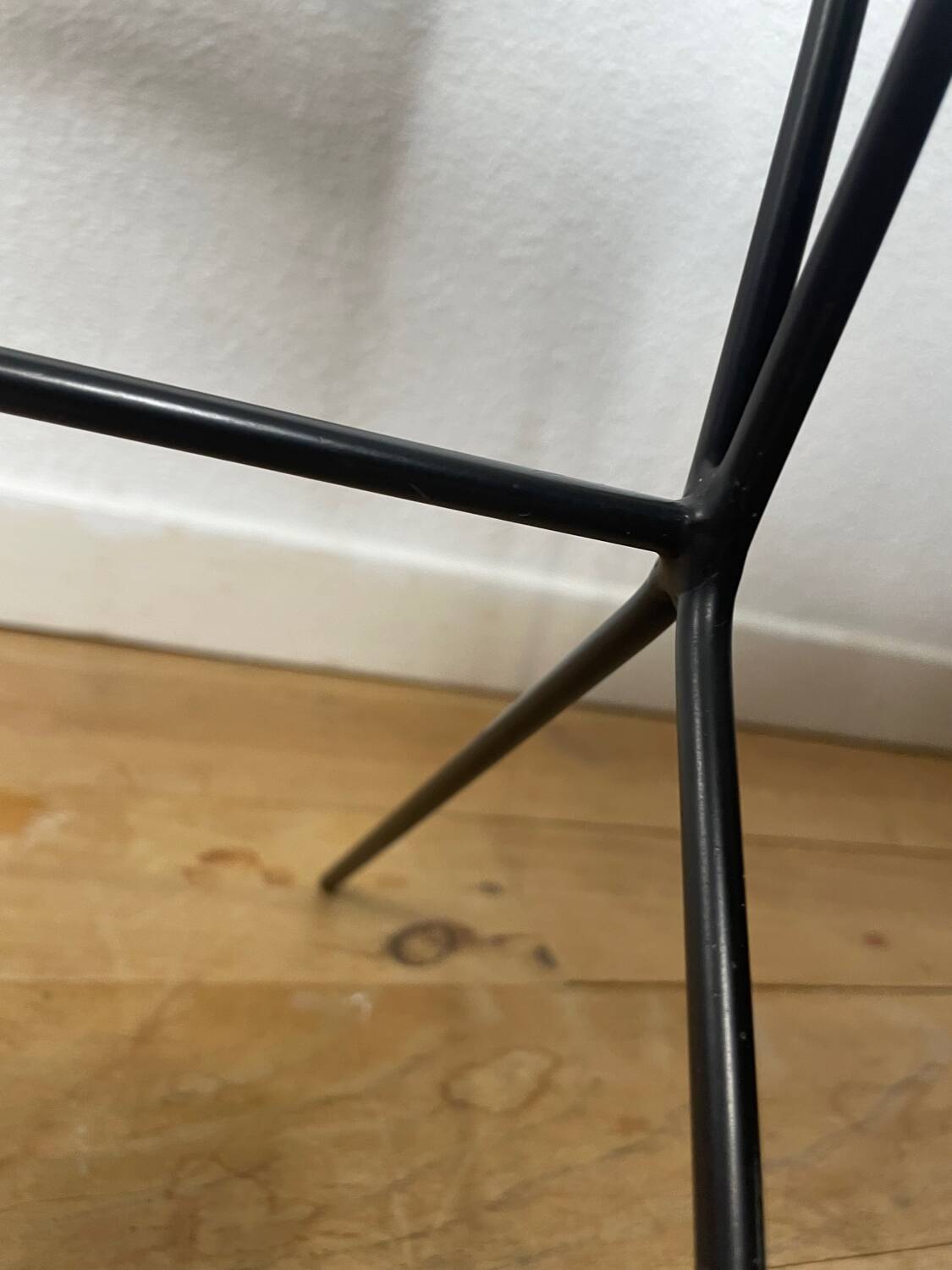 1950s black perforated metal planter in the style of Mathieu MATEGOT