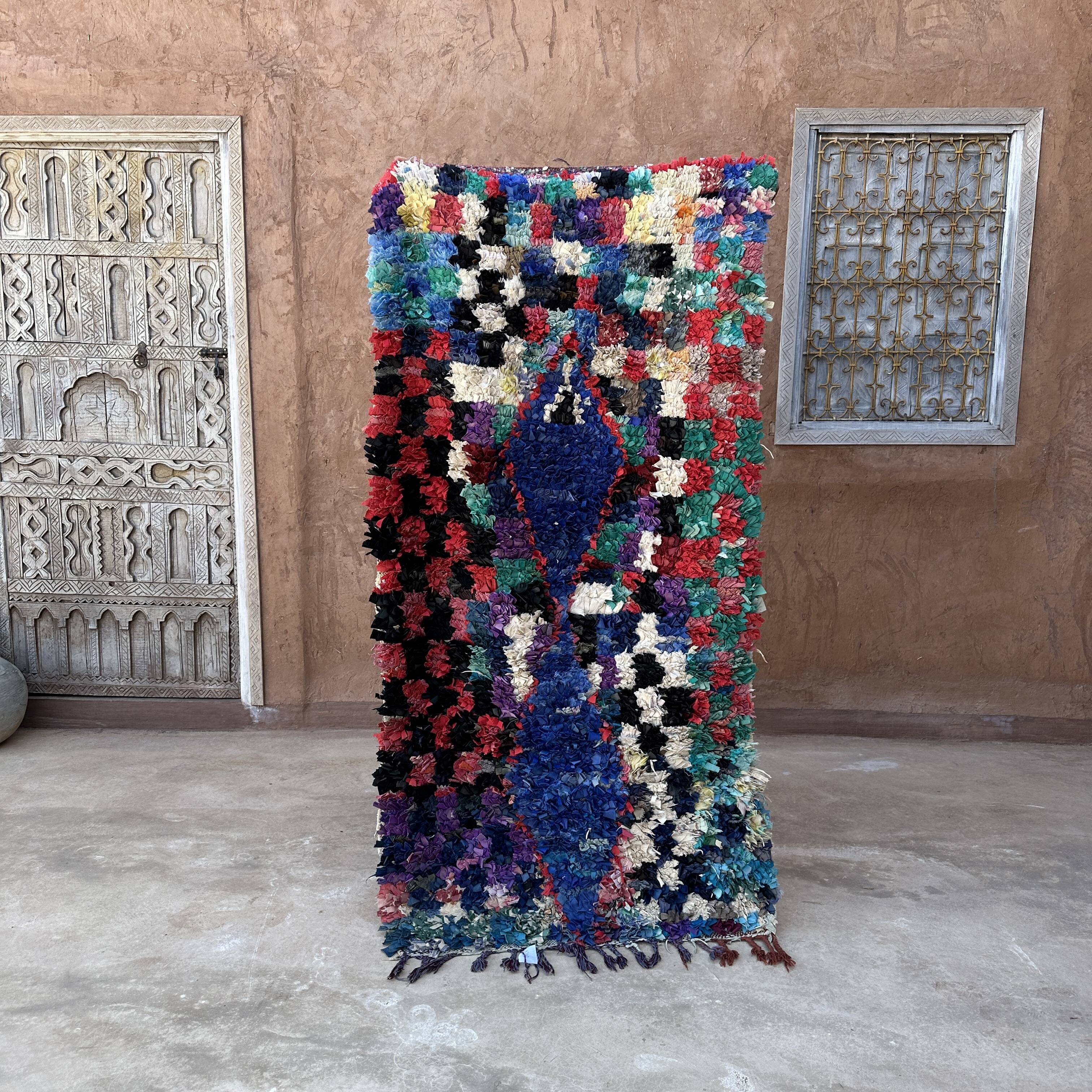 Tapis Marocain Boucherouite coloré - 92 x 183 cm