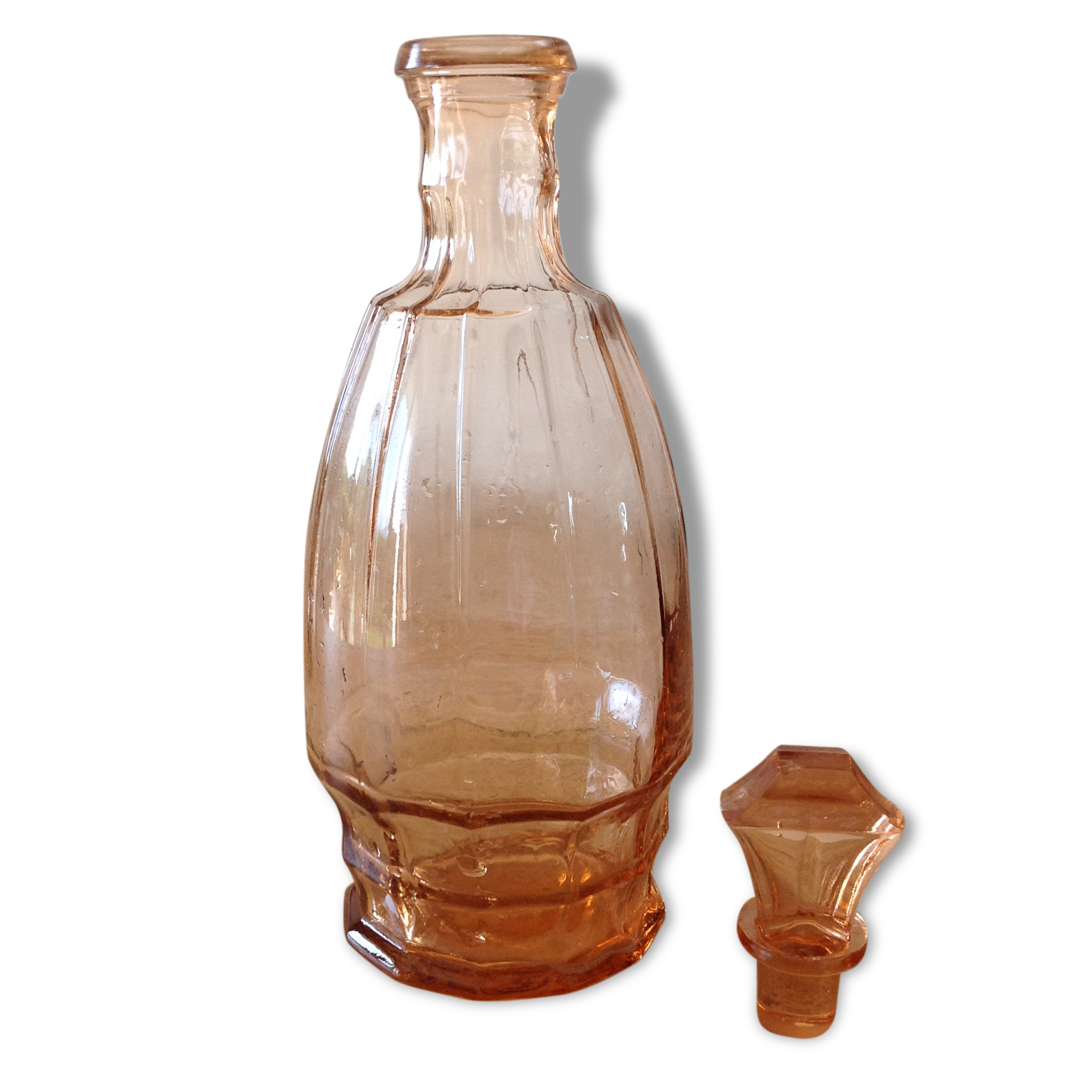 Pink old glass carafe