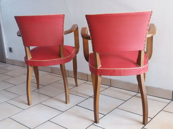 Fauteuils bridges skai rouge