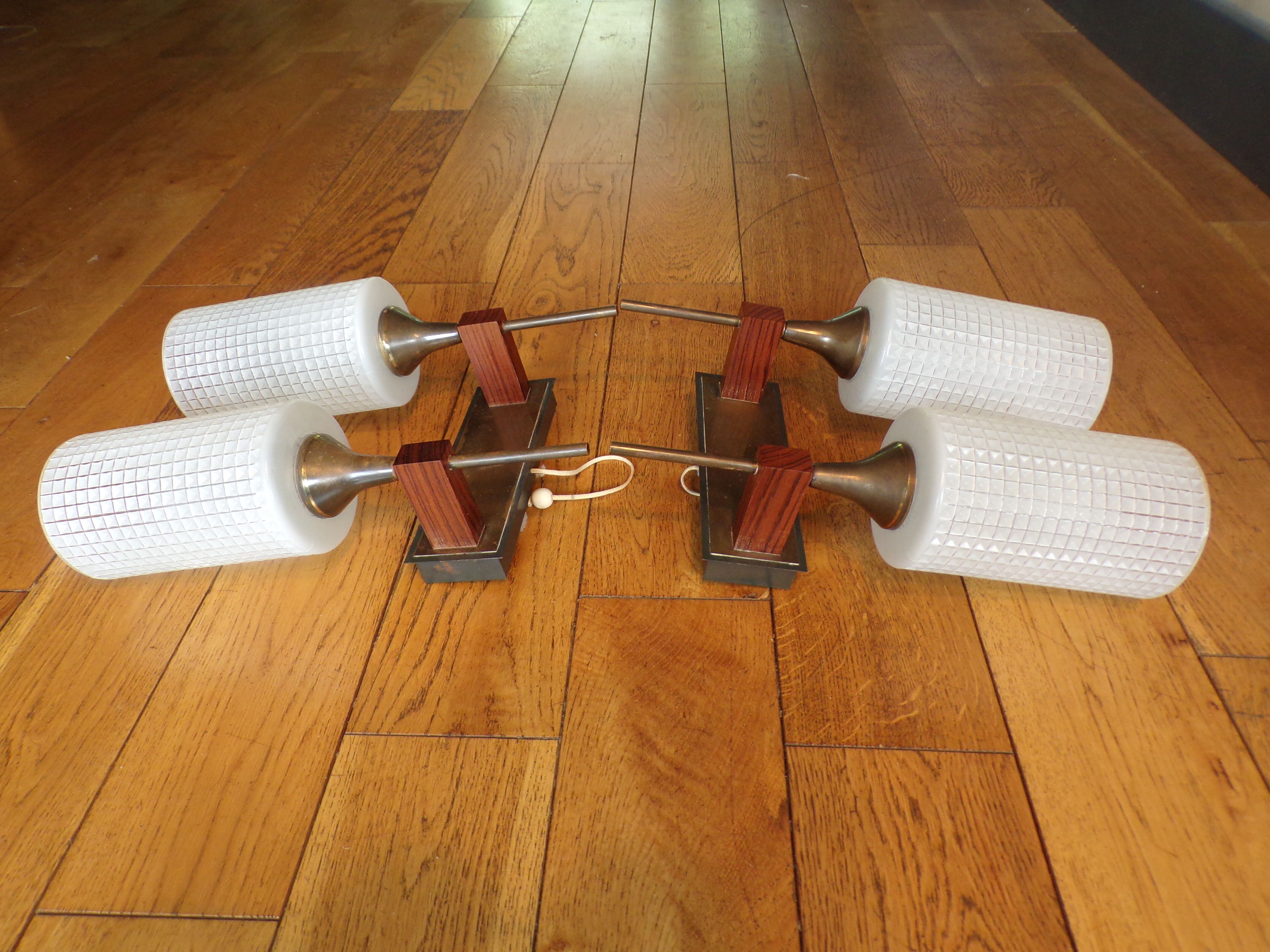 Pair of wall lamps Neuhaus Leuchten 2 burners 1960