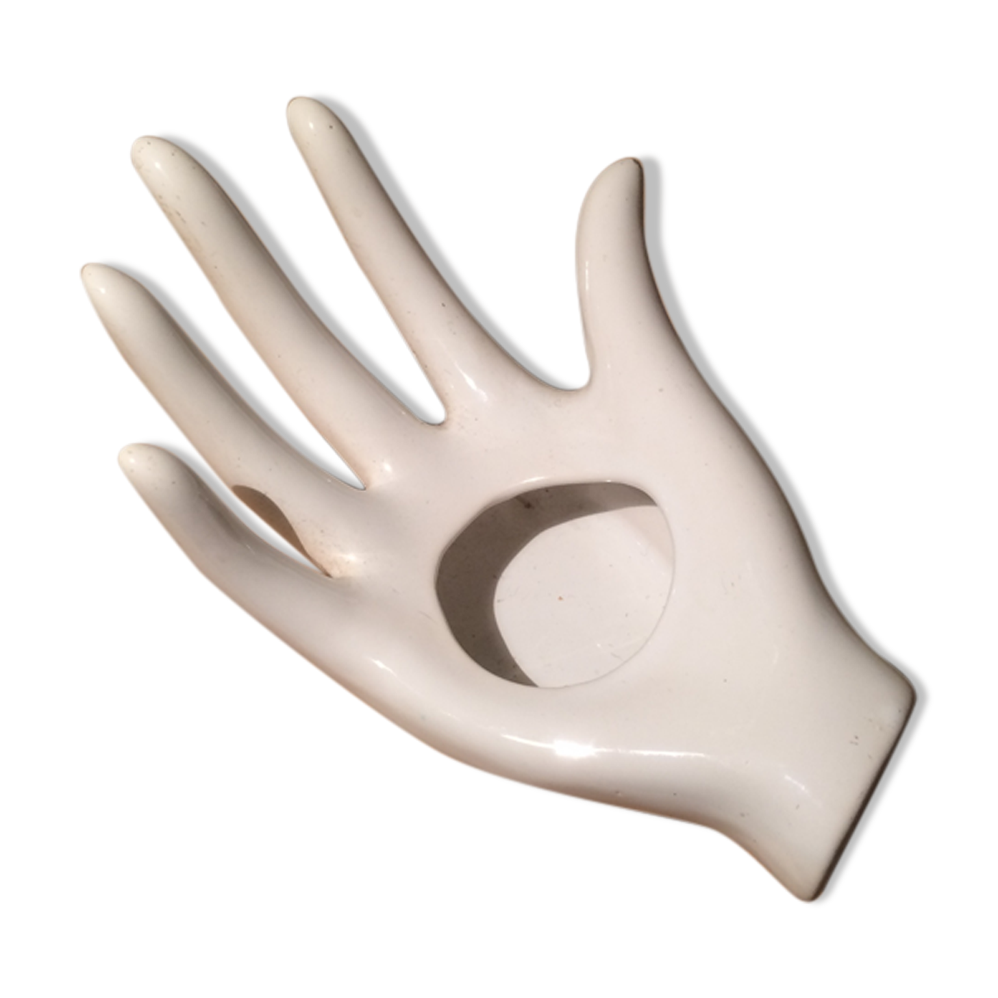 Main soliflore baguier en céramique blanche