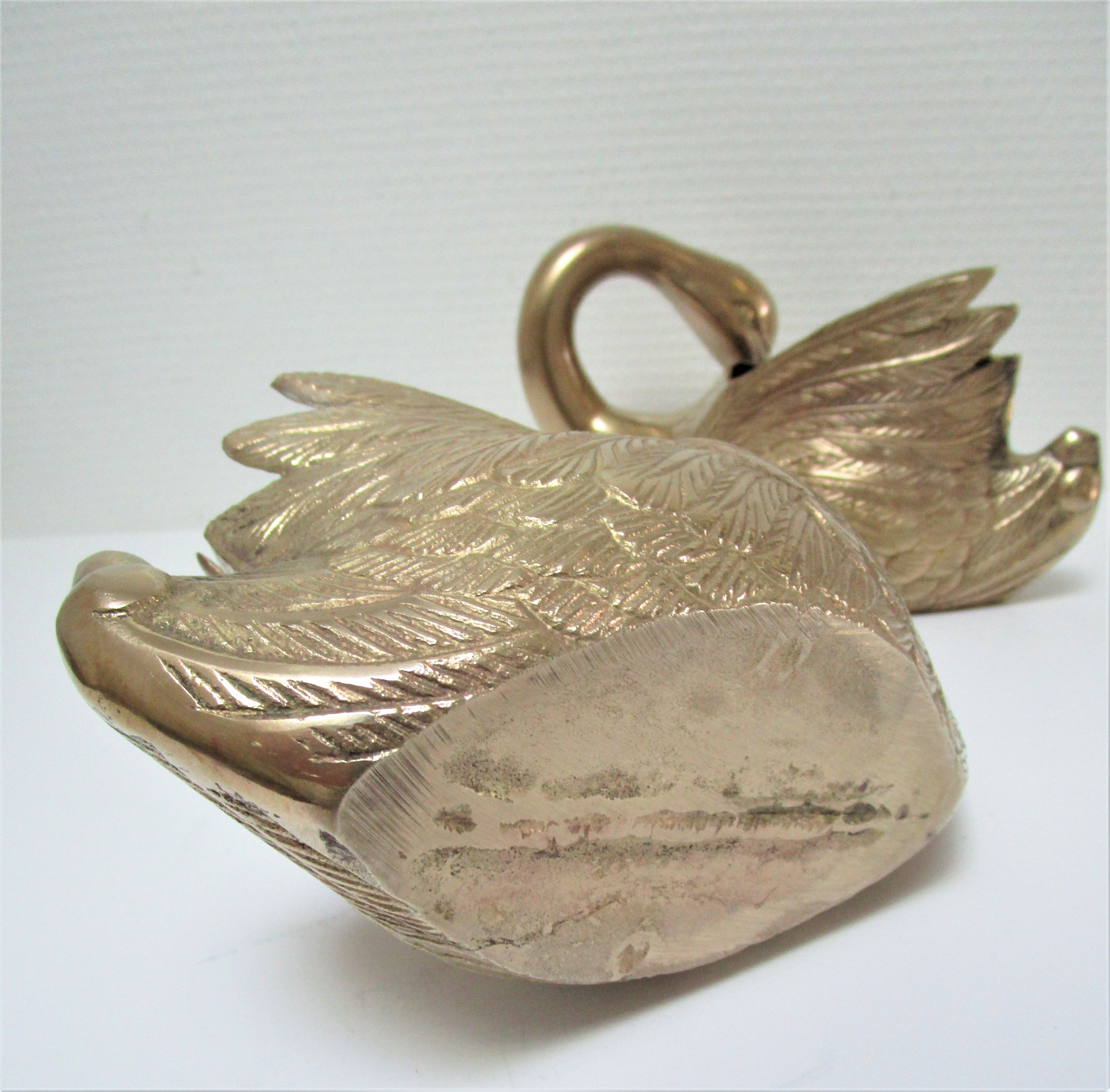 Two vintage solid brass brass zoomorphic pot pot cache