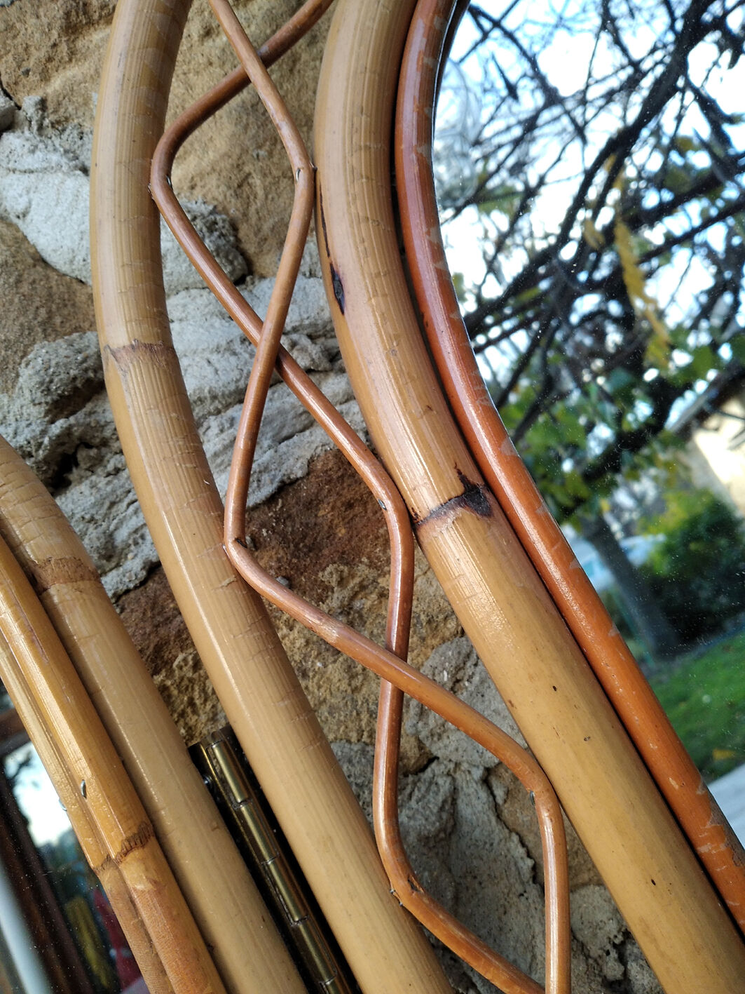 Rattan triptych mirror 105x68cm