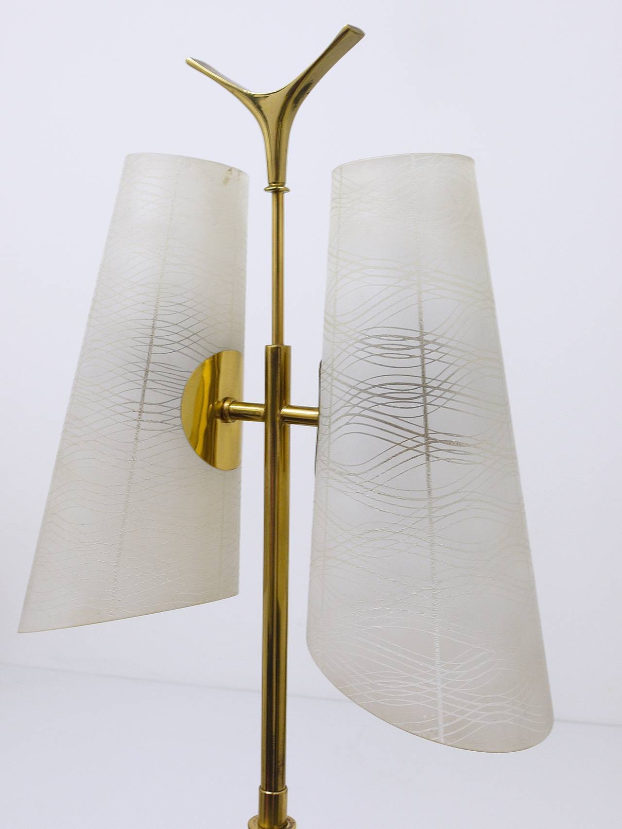 Mid-century brass floor lamp by Rupert Nikoll, Austria, 1950s.
