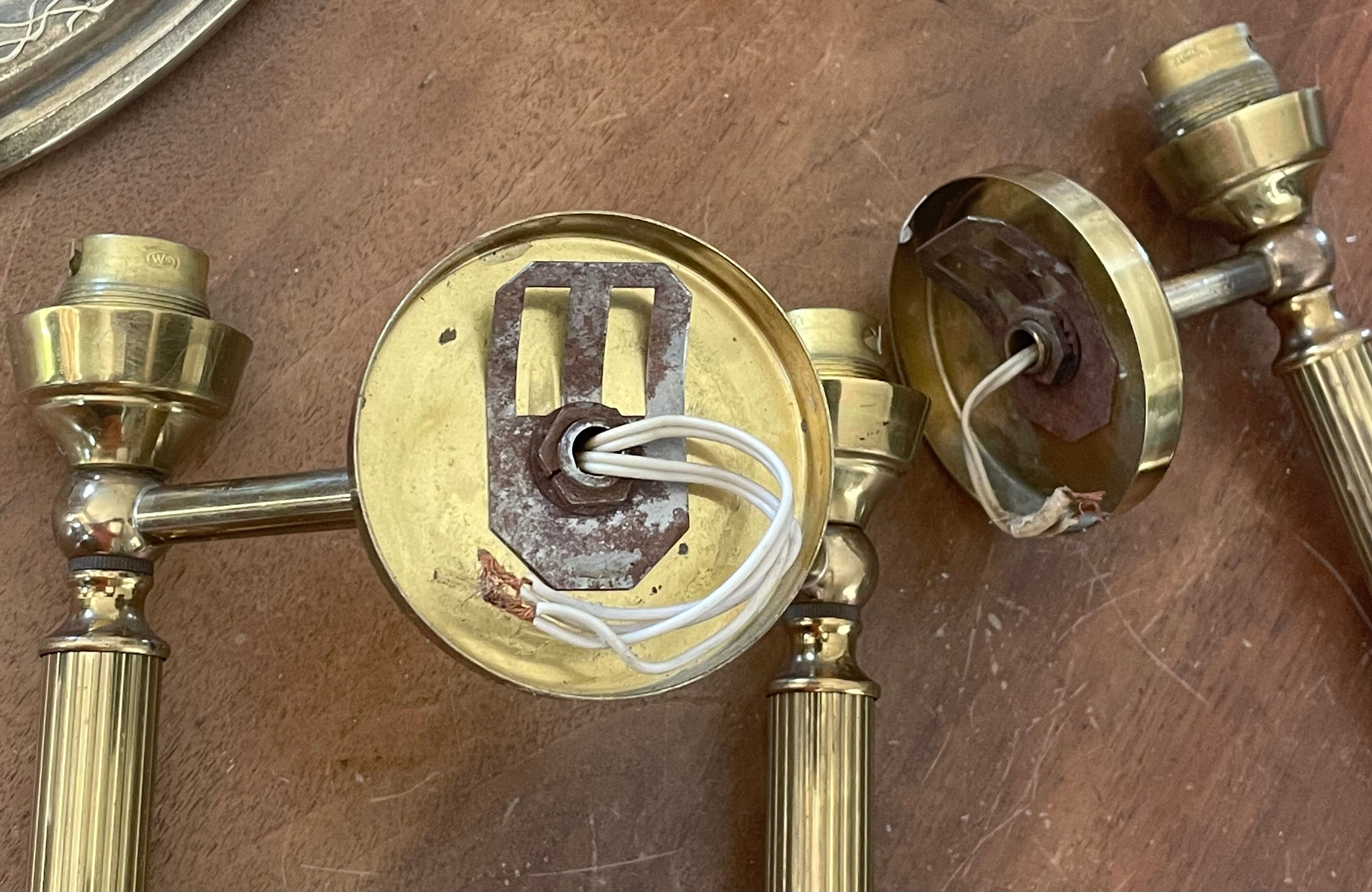 Brass and opaline torchiere appliques