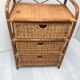 Vintage rattan wicker storage unit with 3 drawers