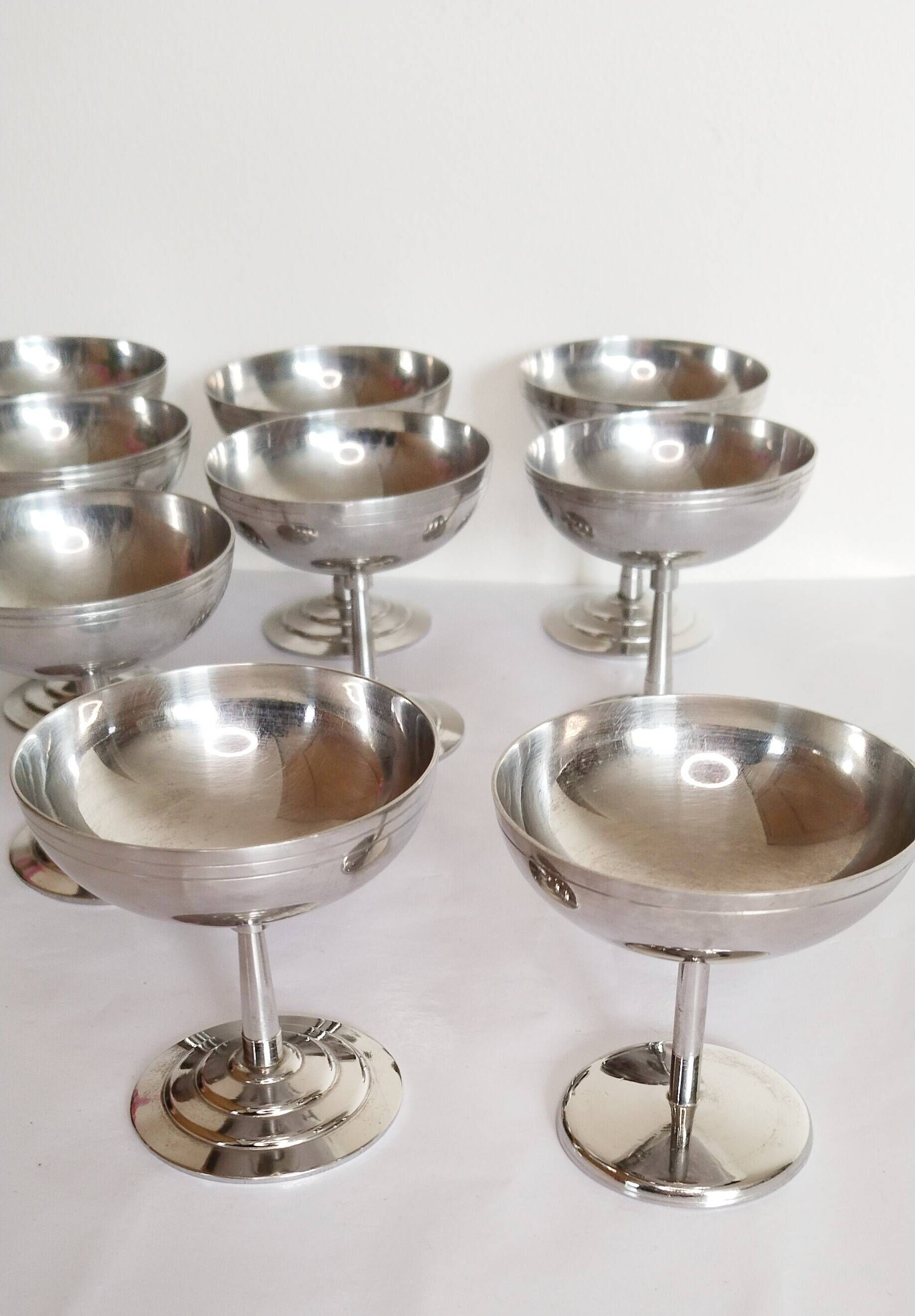 Vintage ice cream or sorbet cups, in 18/10 stainless steel (ref12)