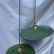 Old suspension pair in green and white enamelled sheet metal.