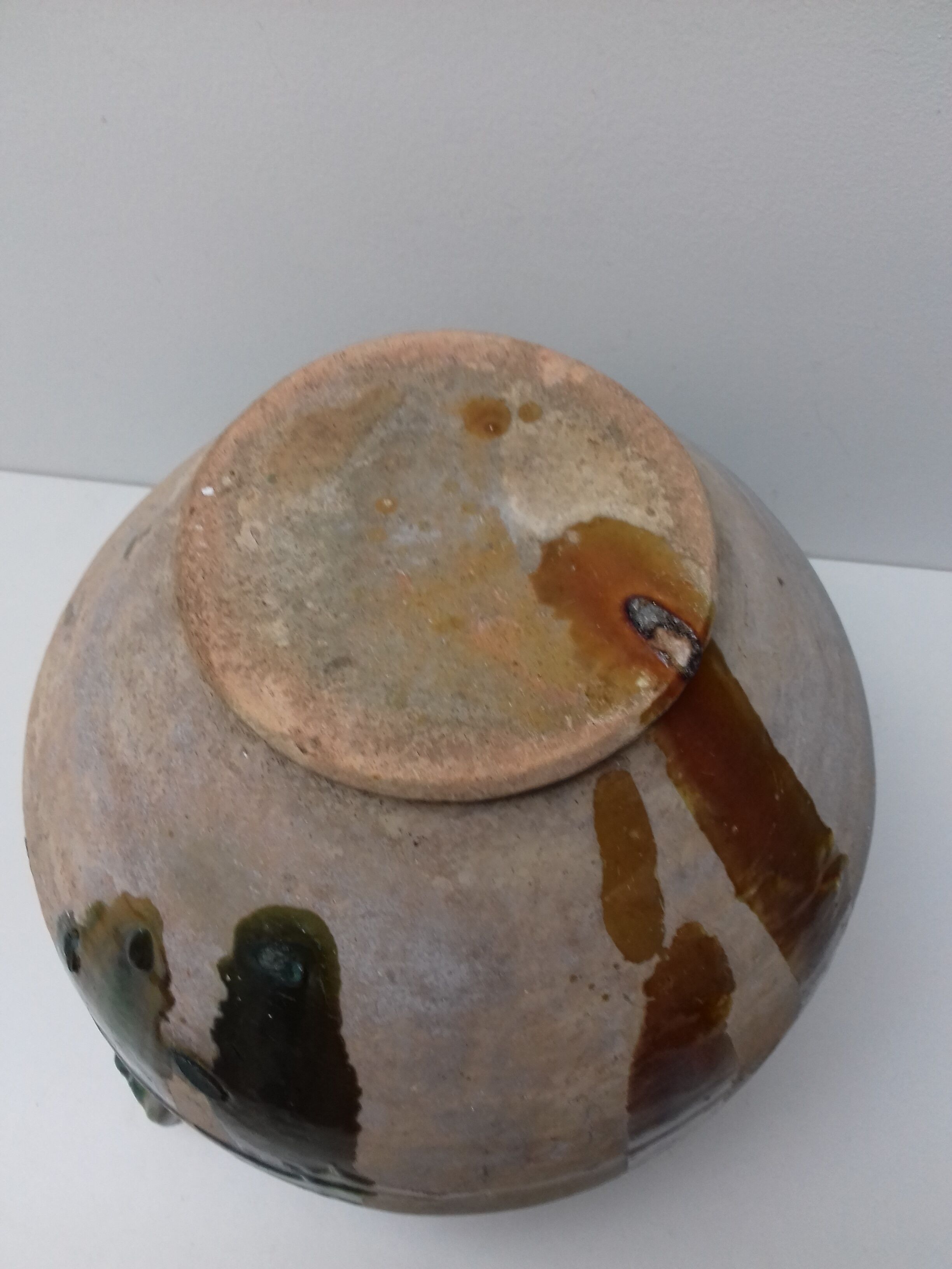 Pot à graisse ancien vernissé vert du SUD OUEST