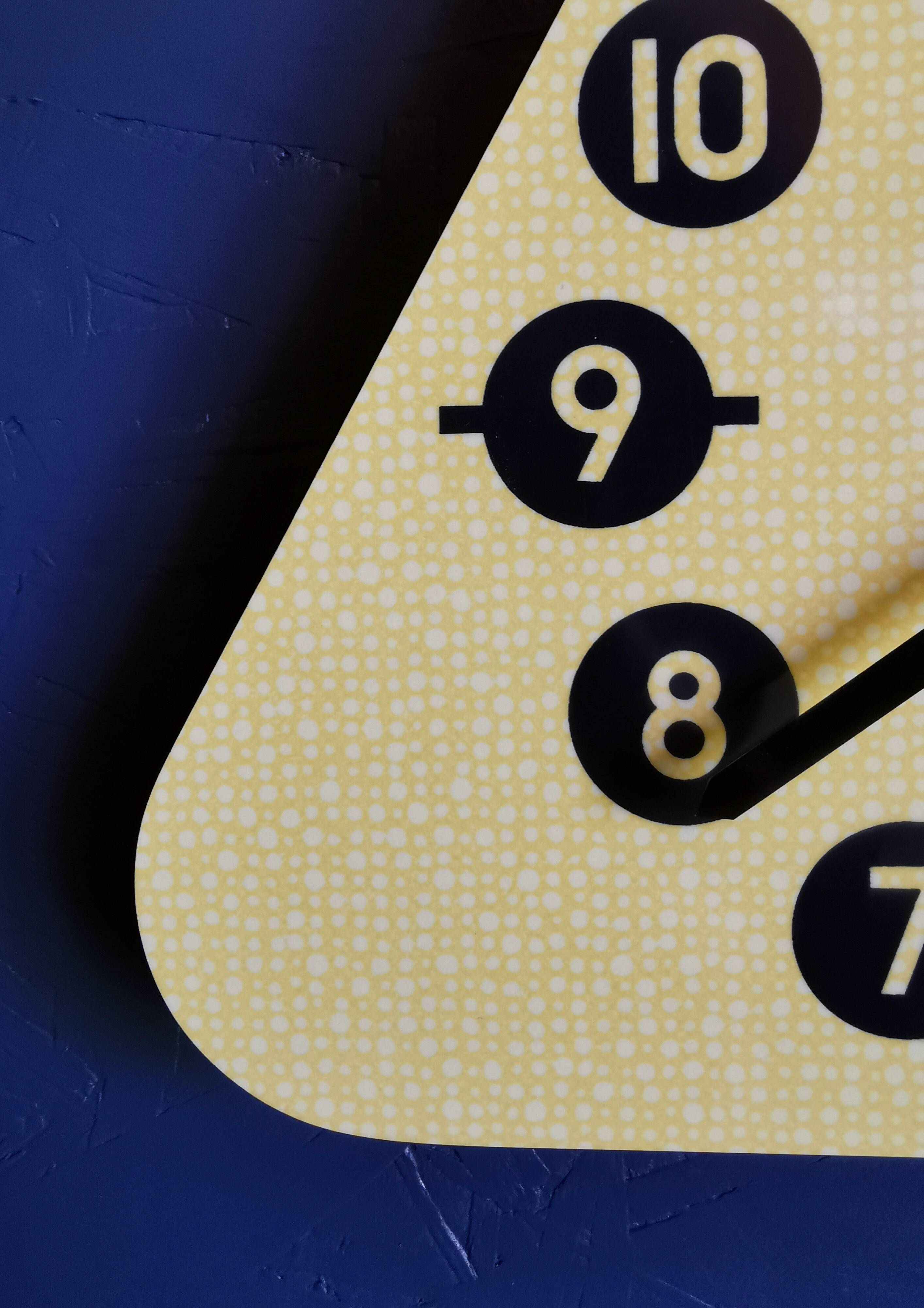 Vintage formica clock triangular silent wall clock "Sanders yellow"