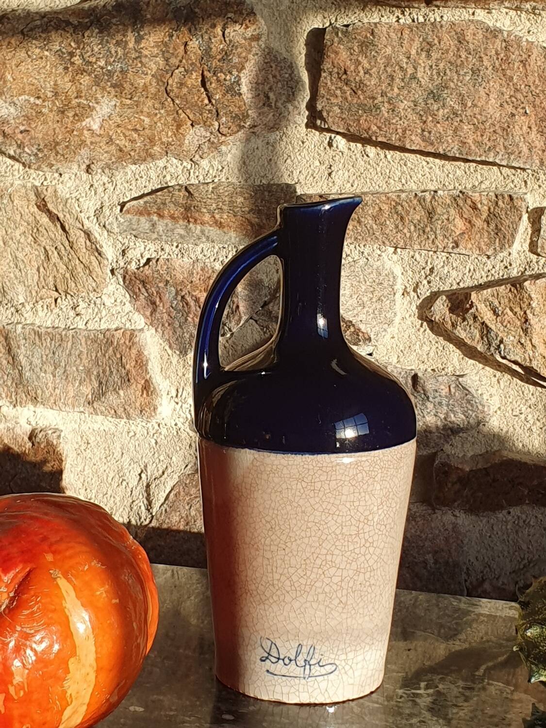 Pichet français en céramique/indigo par Dolphi