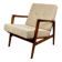PRL armchair "Stefan" oak wood vintage beige - gold boucle - 3 pieces available
