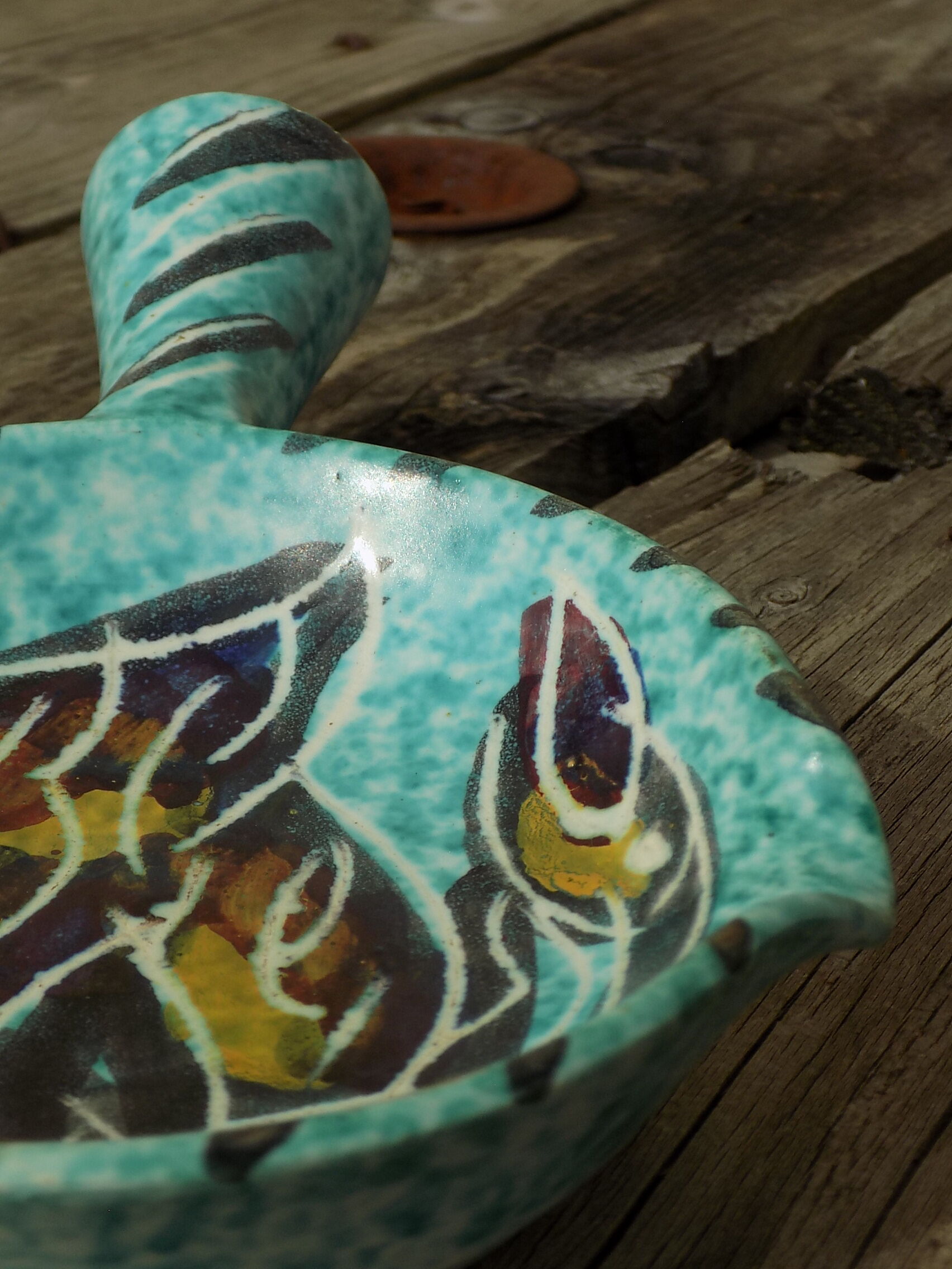 Vallauris fondue pot signed Borty, 1960s