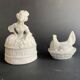 Mini terrine poule en porcelaine blanche ancienne