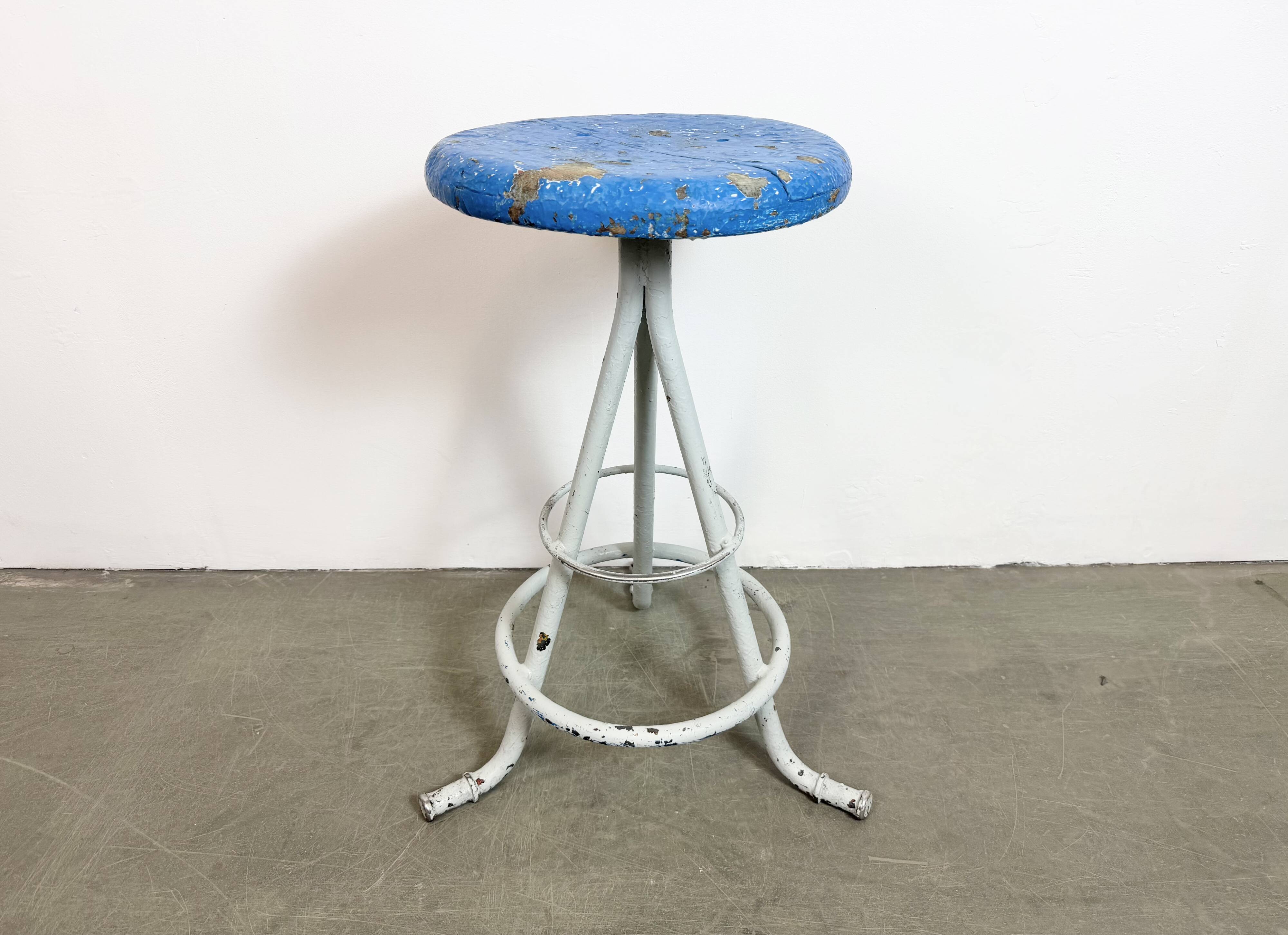 Grey Industrial Workshop Stool, 1960s