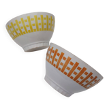 Pair of bowls, Digoin earthenware, geometric design