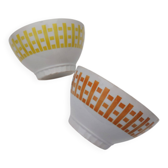 Pair of bowls, Digoin earthenware, geometric design